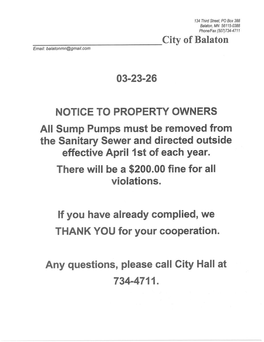 Sump Pump removal notice